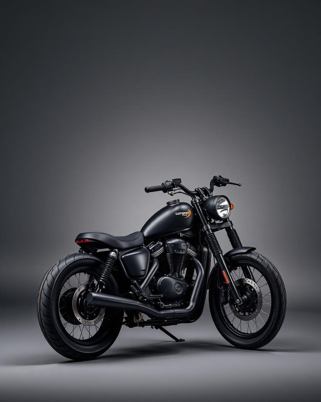Premium classic motorcycle in studio lighting